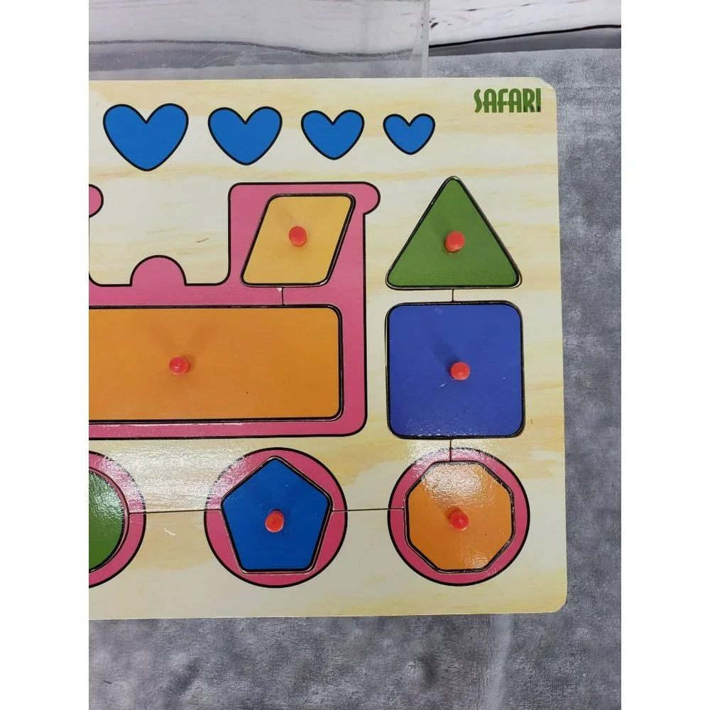 Safari 1998 Vintage‎ Shapes Train Knob Wooden Puzzle